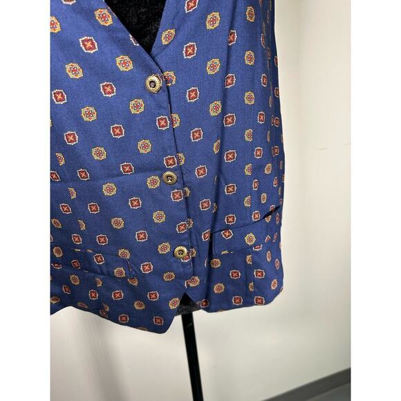 vintage 80's linen double sided print vest size M-L - Picture 11 of 11